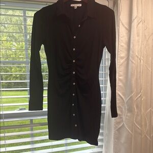 HYFVE Black Long Sleeve Button-Up Dress